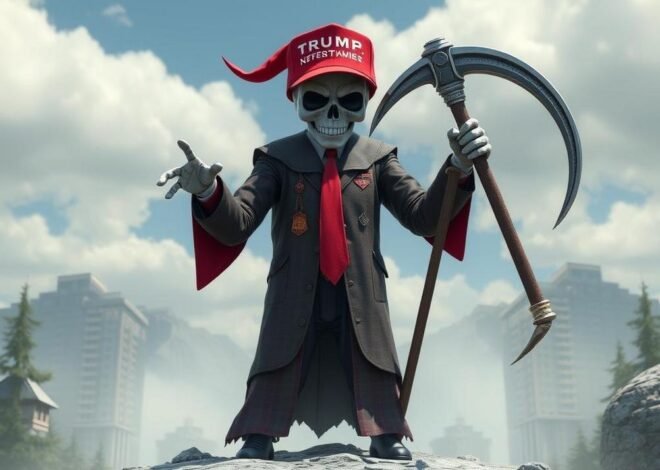 Trump’s Wild AI Adventure: Project 2025 Honcho Morphs into the Grim Reaper in Viral Video Shenanigans